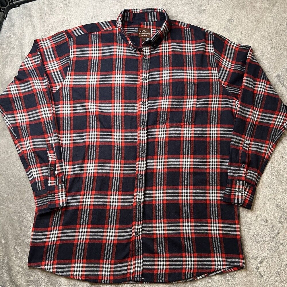 Mountain Ridge Top Men's 2XLT Red Plaid Long Sleeve Flannel Outdoor Grandpacore‎